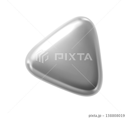 Silver metallic 3d rounded triangle realistic figure. Shiny metal element, Silver metallic rounded triangle 3d render isolated vector form. Chrome metallic figure or glossy gradient balloon shape Silver metallic 3d rounded triangle realistic figure. Shiny metal element, Silver metallic rounded triangle 3d render isolated vector form. Chrome metallic figure or glossy gradient balloon shape 138808019