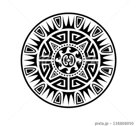 Maori sun medallion tribal black tattoo or print. Polynesian warrior abstract tattoo, Maori tribe folk decoration. New Zealand tribal black symbol Maori sun medallion tribal black tattoo or print. Polynesian warrior abstract tattoo, Maori tribe folk decoration. New Zealand tribal black symbol 138808050