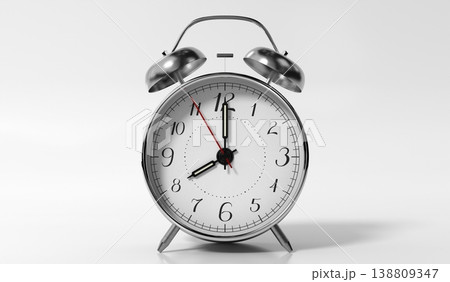 Retro Twin Bell Alarm Clock Is Set to Eight - 3d illustration 138809347