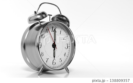 Retro Twin Bell Alarm Clock Is Set to Six - 3d illustration 138809357