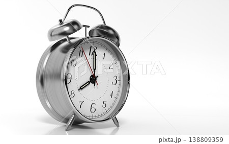 Retro Twin Bell Alarm Clock Is Set to Eight - 3d illustration Retro Twin Bell Alarm Clock Is Set to Eight - 3d illustration 138809359