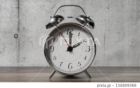 Retro Twin Bell Alarm Clock Is Set to Two - 3d illustration Retro Twin Bell Alarm Clock Is Set to Two - 3d illustration 138809366