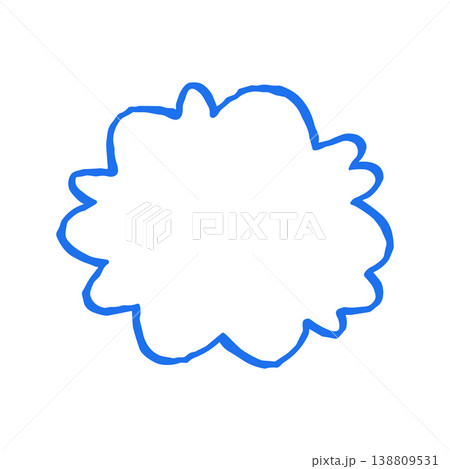 Fluffy Cloud Or Speech Bubble Hand Drawn Vector Illustration. Whimsical Doodle Frame Grunge Texture 138809531