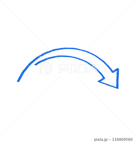 Curved Turn Arrow Pointer Hand Drawn Doodle Vector Illustration For Navigation Sign 138809560
