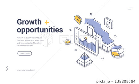 Business Growth And Opportunities Isometric Banner Template Vector Illustration Business Growth And Opportunities Isometric Banner Template Vector Illustration 138809584