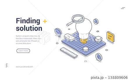 Finding Solution Creative Idea Isometric Banner Template Vector Illustration For Business Strategy 138809606