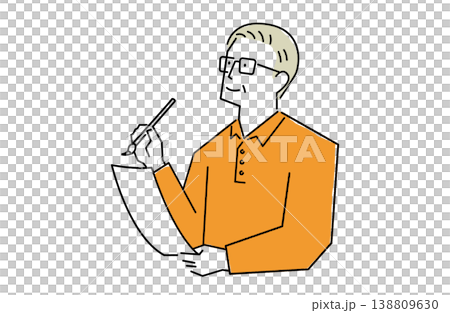 An elderly man composing haiku and tanka poems. An elderly man composing haiku and tanka poems. 138809630