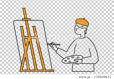 一位女子正在作畫 138809631