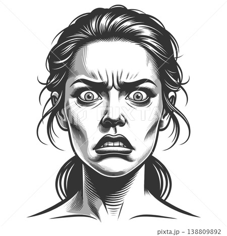 Woman Facial Expression Strong Disgust Emotion Woman Facial Expression Strong Disgust Emotion 138809892
