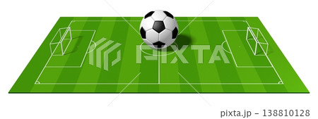 Checkered soccer ball on pitch isolated on whtie background - 3D illustration Checkered soccer ball on pitch isolated on whtie background - 3D illustration 138810128