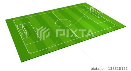 Soccer field - pitch with gates isolated on white background - 3D illustration Soccer field - pitch with gates isolated on white background - 3D illustration 138810131