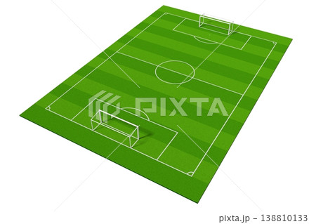 Soccer field - pitch with gates isolated on white background - 3D illustration Soccer field - pitch with gates isolated on white background - 3D illustration 138810133