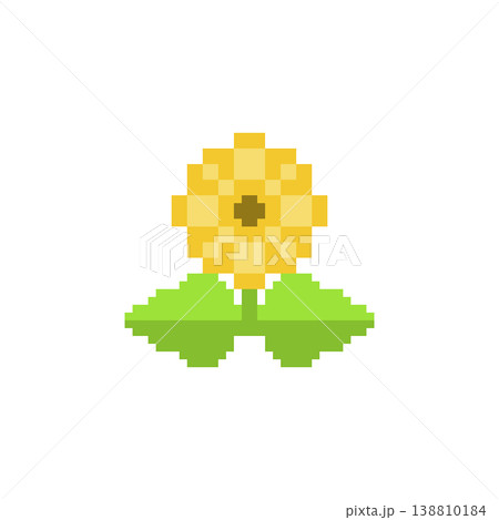 黄色いヒマワリのドット絵 黄色いヒマワリのドット絵 138810184