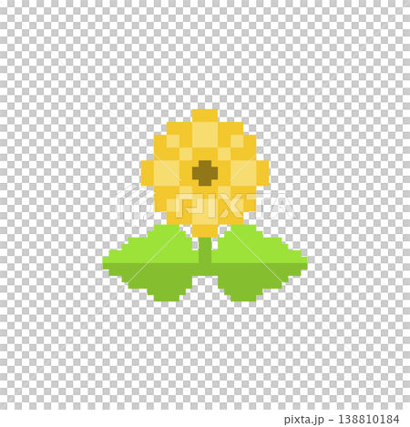 黄色いヒマワリのドット絵 黄色いヒマワリのドット絵 138810184