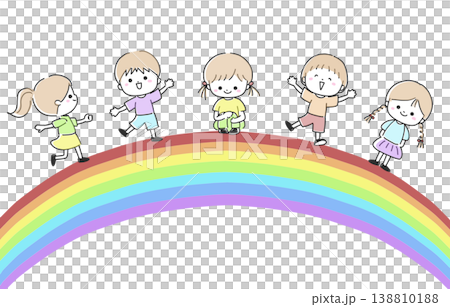 孩子們在彩虹上玩耍 孩子們在彩虹上玩耍 138810188
