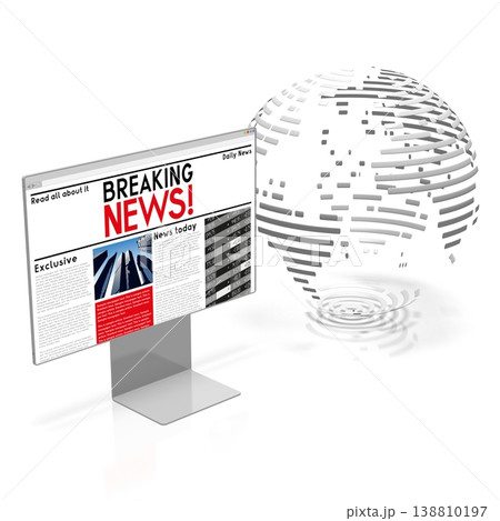 News concept - geometrical world map - 3D illustration 138810197