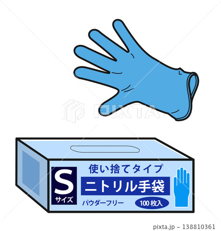 ニトリル手袋とそのパッケージ（Sサイズ） 138810361