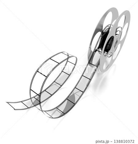 Film reel - spool and tape isolated on white background - 3D illustration Film reel - spool and tape isolated on white background - 3D illustration 138810372