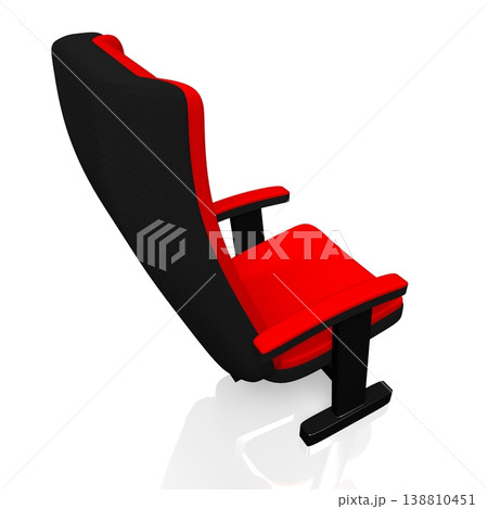 Single red cinema, movie theater seat isolated on white background - 3D illustration Single red cinema, movie theater seat isolated on white background - 3D illustration 138810451