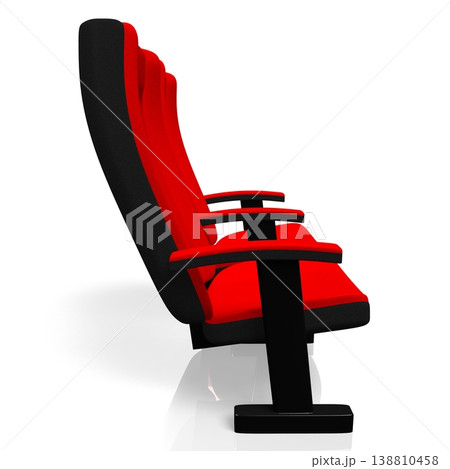 Two red cinema, movie theater seats isolated on white background - 3D illustration Two red cinema, movie theater seats isolated on white background - 3D illustration 138810458