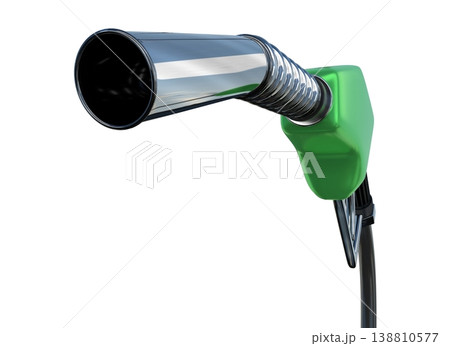 Front view of refueling nozzle for petrol station - 3d illustration Front view of refueling nozzle for petrol station - 3d illustration 138810577