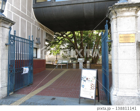 横浜開港資料館の正面入口と玉楠の木（たまくすの木） 138811141