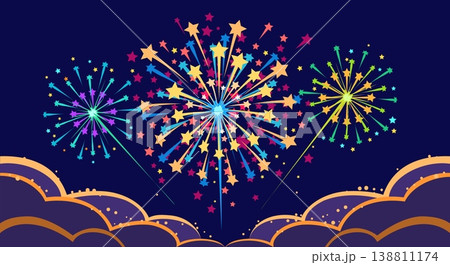 Colorful fireworks exploding in the night sky Colorful fireworks exploding in the night sky 138811174