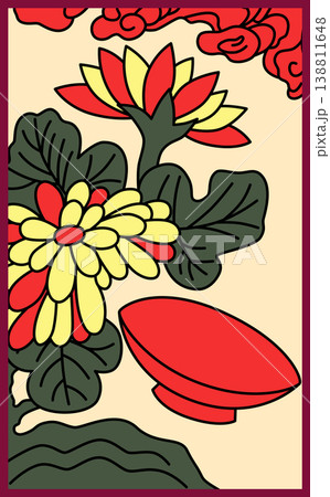 菊に盃の花札 菊に盃の花札 138811648