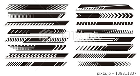 Dynamic black racing stripes with checkered design Dynamic black racing stripes with checkered design 138811837