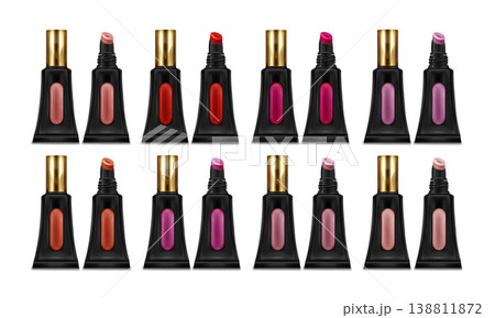 Lip gloss tubes set isolated on white background 138811872