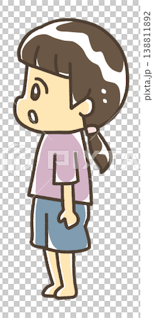 Two children standing facing sideways 138811892