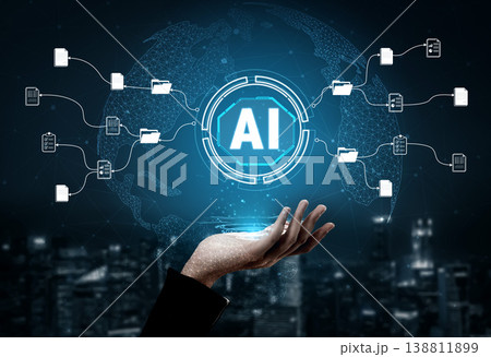 Futuristic Visualization of Artificial Intelligence with Global Connections and Data Flow Representing Technology and Innovation Concepts Quark Futuristic Visualization of Artificial Intelligence with Global Connections and Data Flow Representing Technology and Innovation Concepts Quark 138811899