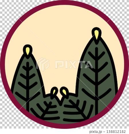 Circular Hanafuda cards featuring pine trees and dregs Circular Hanafuda cards featuring pine trees and dregs 138812182