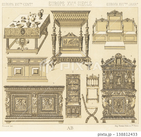 近世ヨーロッパの家具のイラスト 近世ヨーロッパの家具のイラスト 138812433