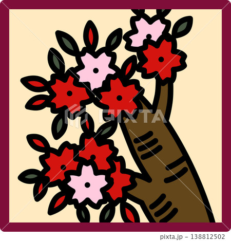 桜にカスの正方形花札 桜にカスの正方形花札 138812502