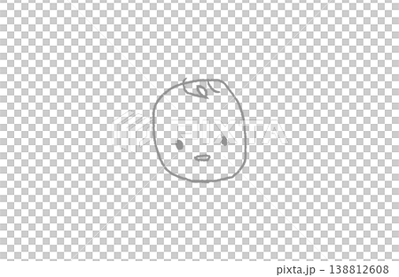 手書きの赤ちゃんの顔アウトラインイラスト(グレー線のみ・塗りなし) 手書きの赤ちゃんの顔アウトラインイラスト(グレー線のみ・塗りなし) 138812608