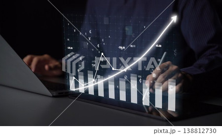 Business professional analyzing data on laptop screen with digital graphs and charts illustrating growth trends and financial metrics for analysis Copula Business professional analyzing data on laptop screen with digital graphs and charts illustrating growth trends and financial metrics for analysis Copula 138812730