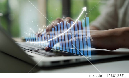 Businessperson Analyzing Financial Data on Laptop with Virtual Graph Illustrating Growth Trends and Performance Metrics in Modern Office Setting Copula Businessperson Analyzing Financial Data on Laptop with Virtual Graph Illustrating Growth Trends and Performance Metrics in Modern Office Setting Copula 138812774