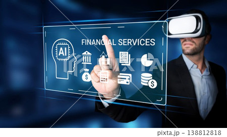 Professional man using virtual reality technology to explore financial services and innovative concepts in a digital environment with engaging interface Gluon Professional man using virtual reality technology to explore financial services and innovative concepts in a digital environment with engaging interface Gluon 138812818