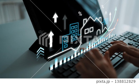 Digital Analytics Interface for Real Estate Market Trends with Graphs, Projections, and Data Visualizations on a Computer Screen Gluon Digital Analytics Interface for Real Estate Market Trends with Graphs, Projections, and Data Visualizations on a Computer Screen Gluon 138812829