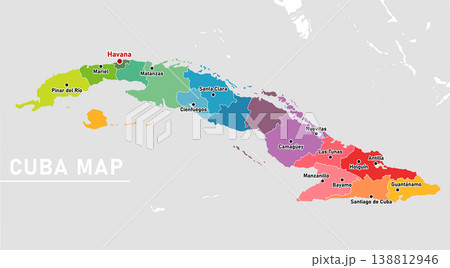 キューバ行政区分 マップイラスト (主要都市) 138812946
