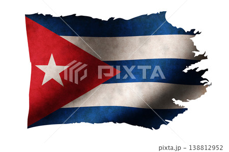 ボロボロに破れたキューバ国旗イラスト (汚れ・ダメージ) 138812952