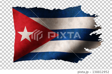 ボロボロに破れたキューバ国旗イラスト (汚れ・ダメージ) 138812952