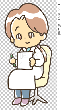 A doctor wearing a white coat examines a patient. A doctor wearing a white coat examines a patient. 138813321