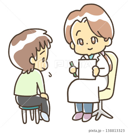 先生に悩みを相談している子 138813323