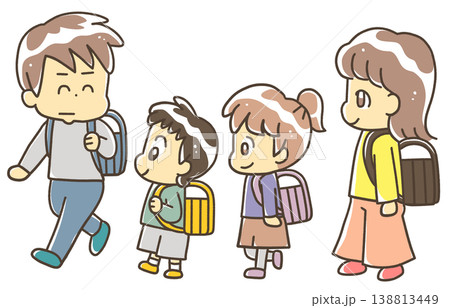 集団登下校中の小学生 集団登下校中の小学生 138813449