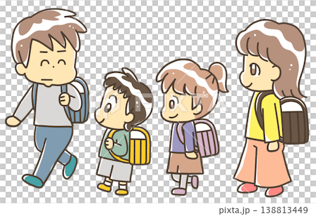 集団登下校中の小学生 集団登下校中の小学生 138813449