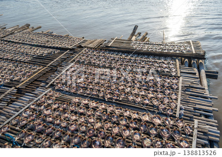 Drying fish on traditional floating house, Lake Tempe, Indonesia Drying fish on traditional floating house, Lake Tempe, Indonesia 138813526