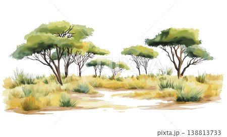 Air and Tenere Reserve. Air and Tenere Reserve watercolor illustration on white background 138813733