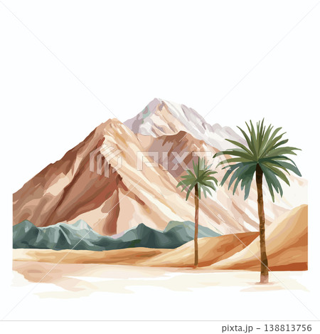 Atlas Mountains. Atlas Mountains hand drawn watercolor illustration on white background 138813756